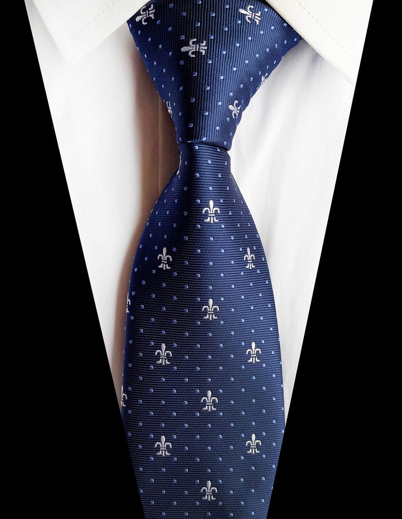 Elfeves Mens Blue Patterned Ties Novelty Dots Extra Long Necktie Birthday Gift for Son Friend Kids - Image 2
